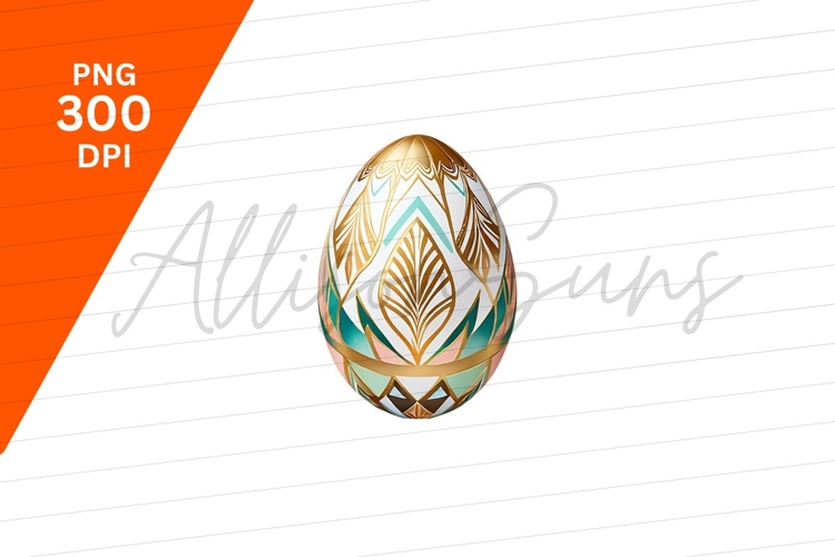 Decorative Easter Egg Gold Teal Clipart Png