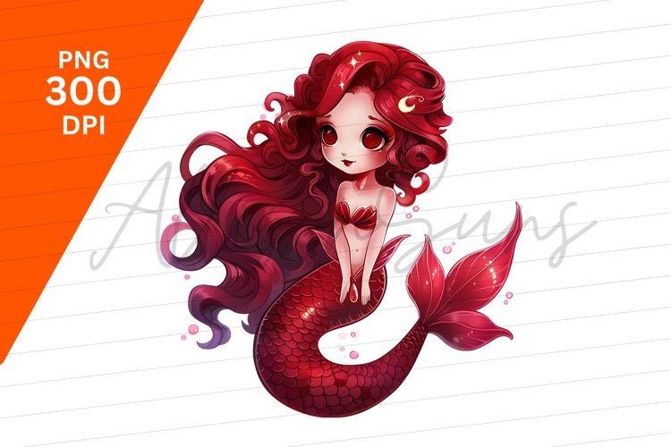 Red Haired Mermaid Clipart Png On White Background