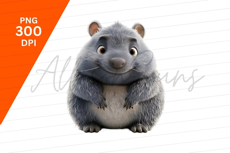 Cute Gray Cartoon Animal Character Isolated Clipart Png