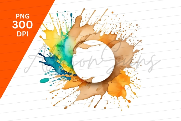 Abstract Watercolor Frame With Colorful Splatters Clipart