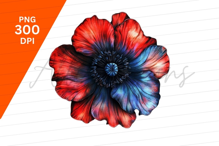 Red And Blue Poppy Flower Clipart Png
