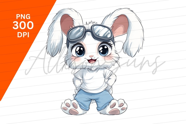 Cute Bunny Wearing Glasses Clipart Png