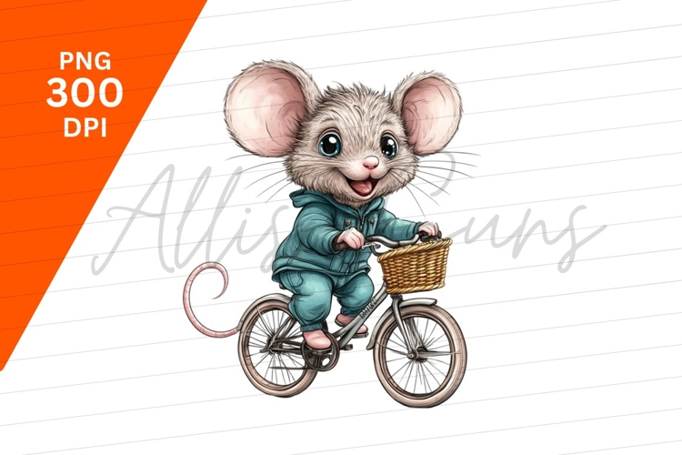 Cute Mouse Riding Bicycle Clipart Png