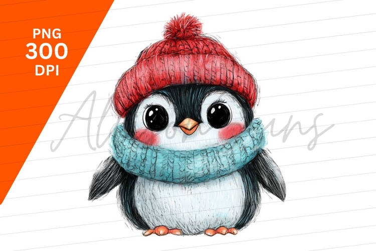 Adorable Penguin With Hat And Scarf