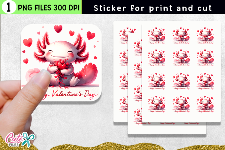 Cute Axolotl Sticker | Print & Cut PNG for Crafts