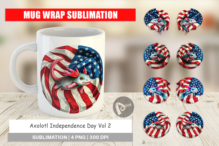 Mug Wrap Axolotl 4th of July