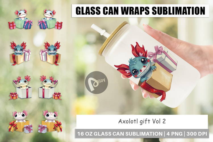 Glass Can Axolotl Gift