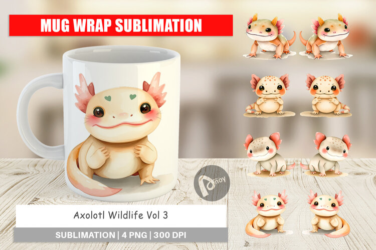 Mug Wrap Axolotl Wildlife example image 1