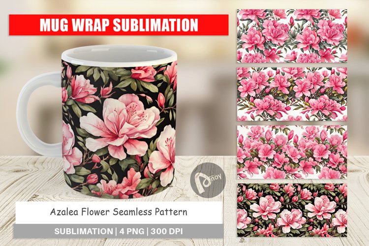 Mug Wrap Design Azalea Seamless Pattern