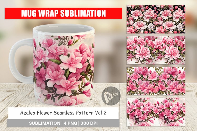 Mug Wrap Design Azalea Seamless Pattern