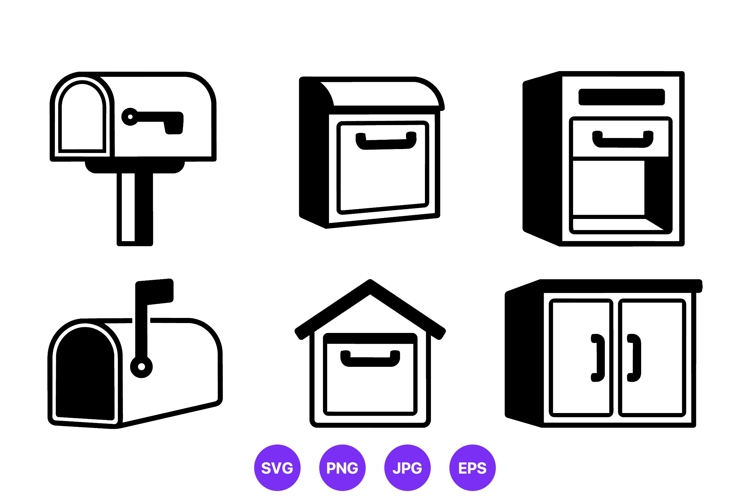 Mailbox and cabinet flat vector icons