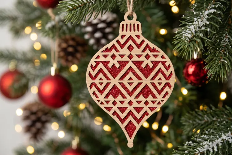 Aztec Pattern Christmas Ornament SVG Wood Laser Cut