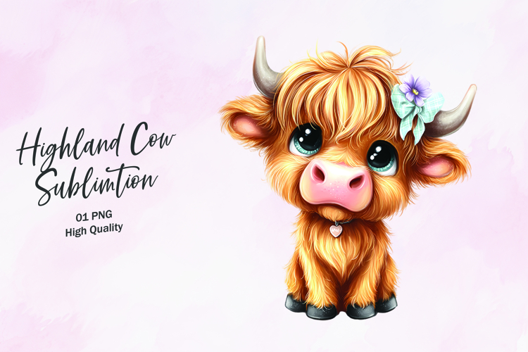 Highland Baby cow clipart sublimation png