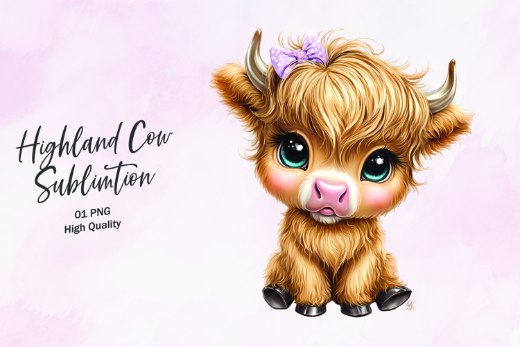 Highland Baby cow clipart sublimation png