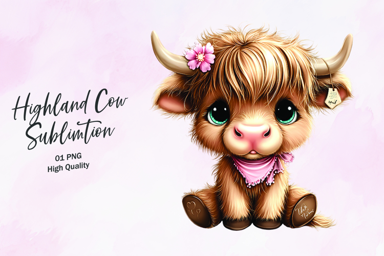 Highland Baby cow clipart sublimation png