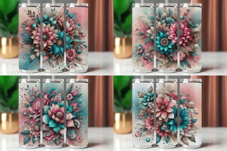Tumbler Wrap 20 oz - watercolor flowers