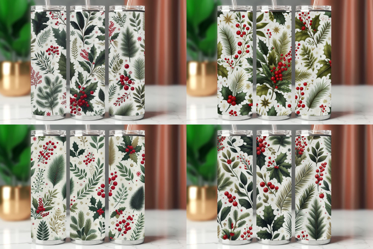 Tumbler Wrap 20 oz - christmas foliage christmas