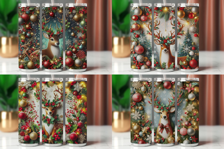 Tumbler Wrap 20 oz - 3d christmas reindeer