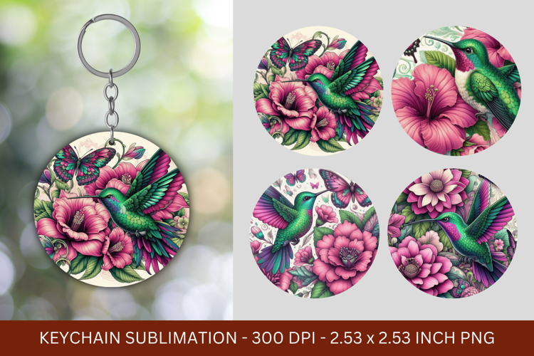 keychain sublimation - calibri with flowers