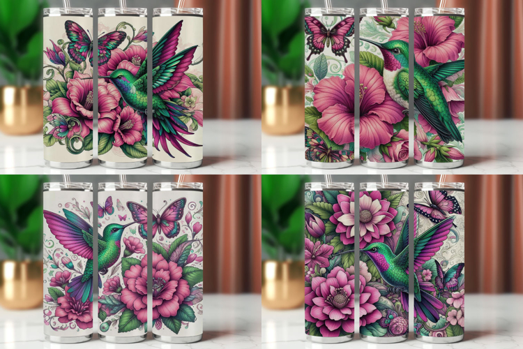 Tumbler Wrap 20 oz - floral butterfly and calibri