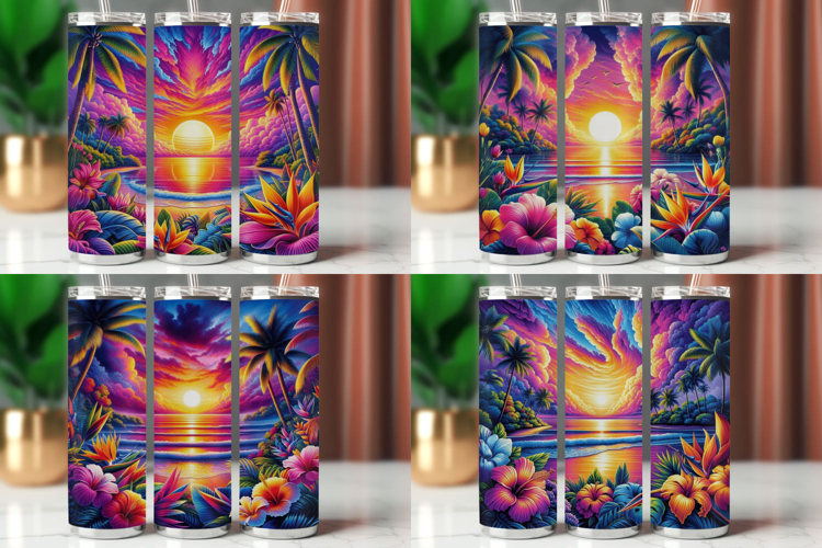 Tumbler Wrap 20 oz - sunset tropical beach