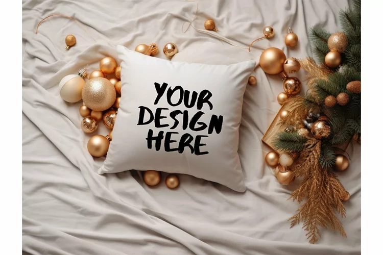 Christmas Pillow Mockup Blank White Pillow Winter Decorate