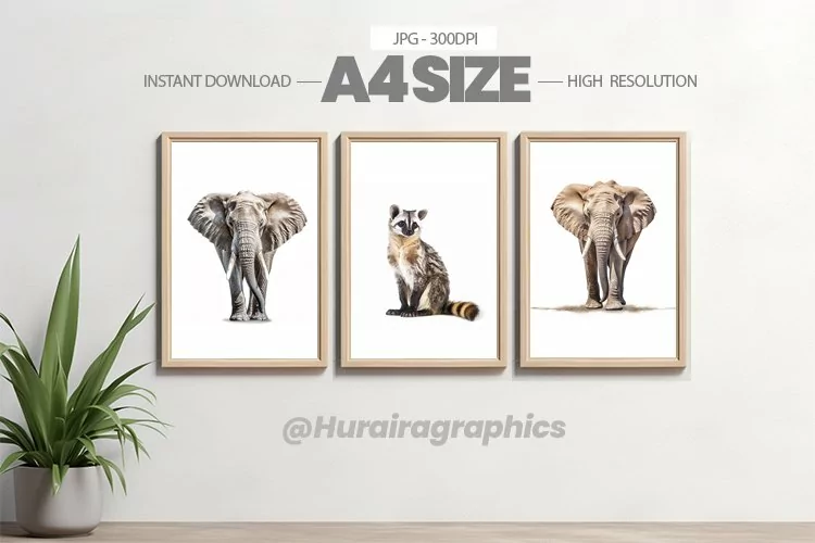 Safari Animal Wall Art - 03 Variations