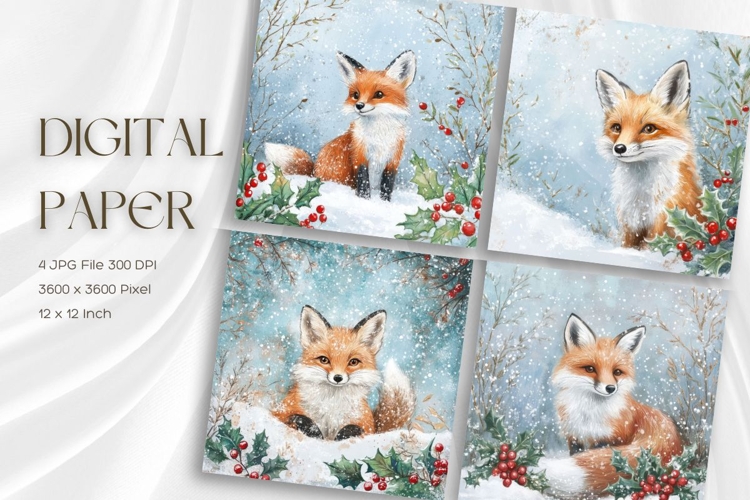 Christmas Fox Background Winter Snow Santa Wallpaper_4