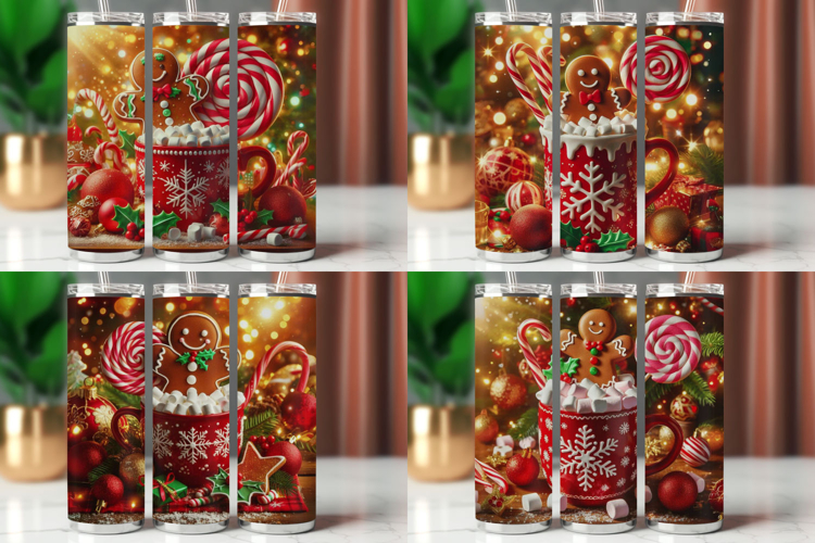 Tumbler Wrap 20 oz - gingerbread man christmas