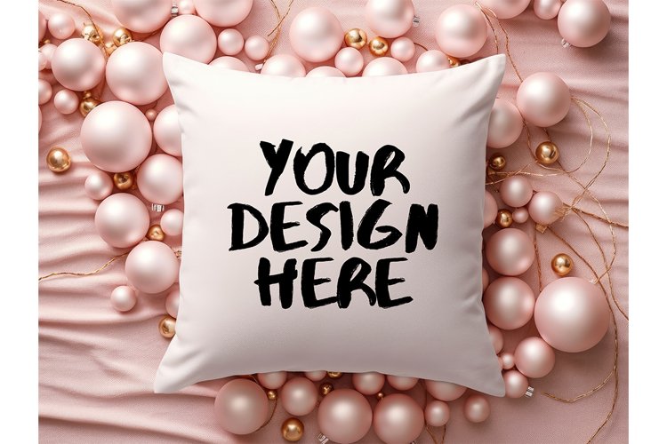 Christmas Pillow Mockup Blank White Pillow Winter Decorate example image 1