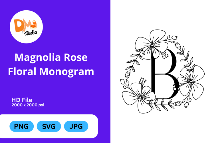 Magnolia Rose Floral Monogram
