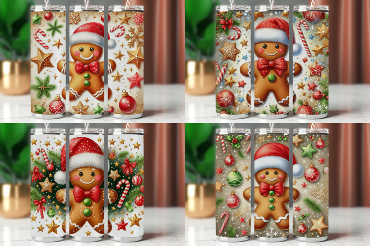 Tumbler Wrap 20 oz - christmas gingerbread man