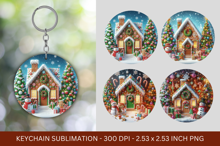 keychain sublimation - christmas gingerbread house
