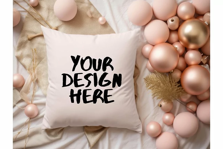 Christmas Pillow Mockup Blank White Pillow Winter Decorate