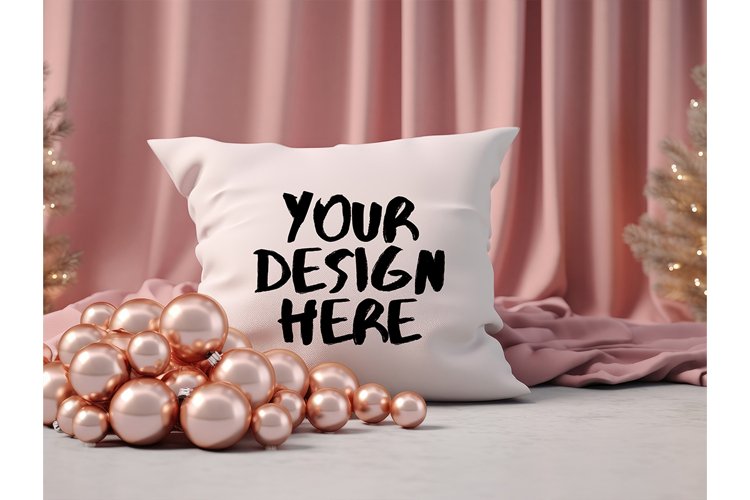 Christmas Pillow Mockup Blank White Pillow Winter Decorate example image 1