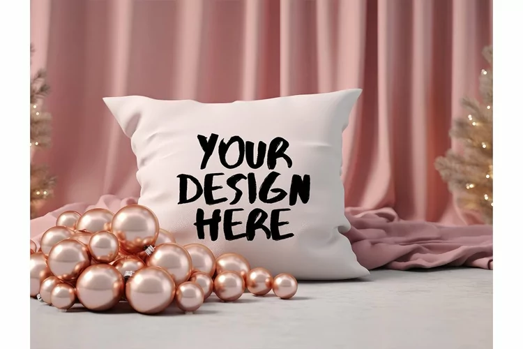 Christmas Pillow Mockup Blank White Pillow Winter Decorate