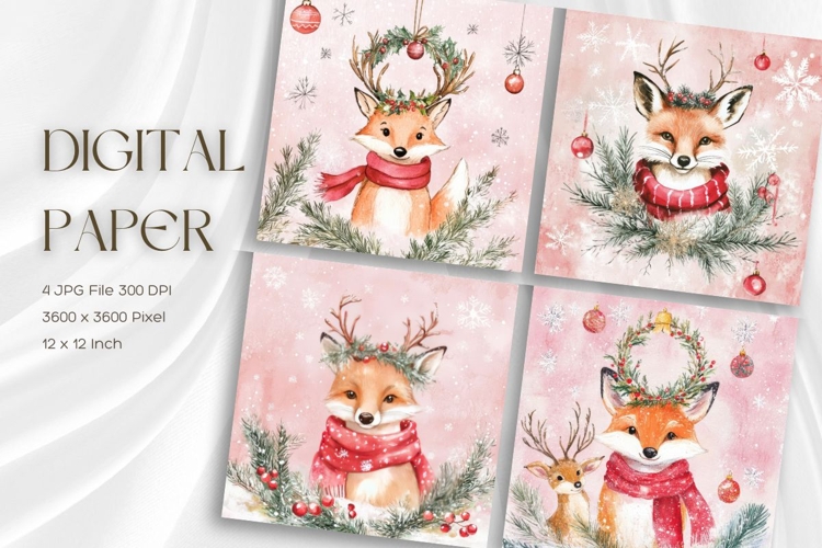 Christmas Fox Background Winter Snow Santa Wallpaper_2