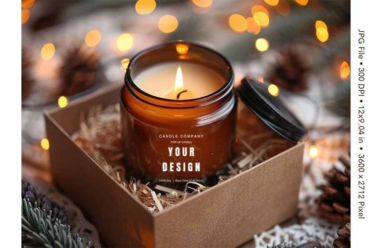 Candle Label Mockup Christmas Soy Jar Candle Amber Cozy_8