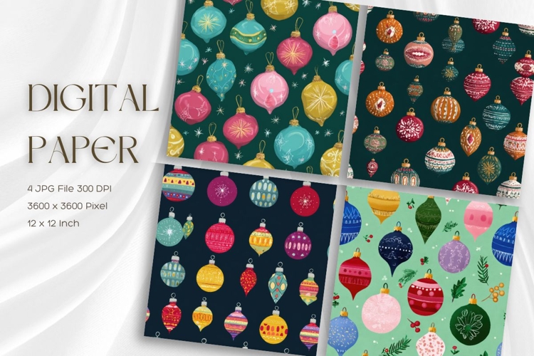 Christmas Ornament Pattern Background Digital Paper_2
