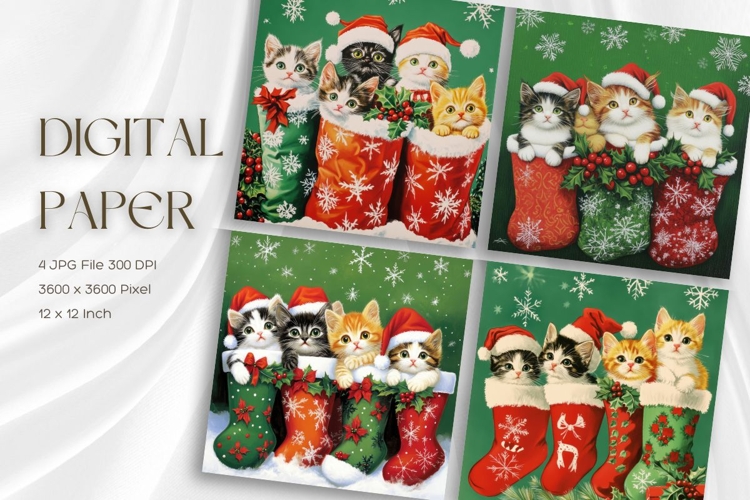 Christmas Cat Background Winter Snow Santa Wallpaper_35
