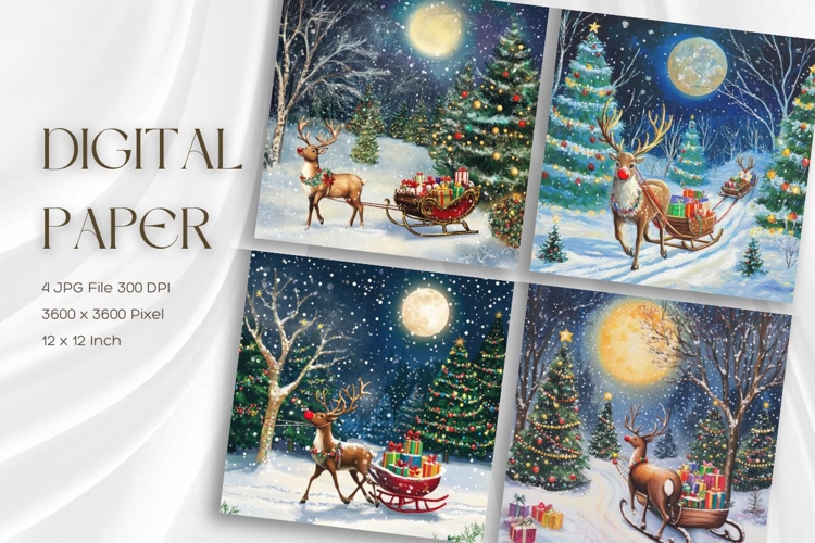 Christmas Deer Background Winter Snow Santa Wallpaper_14