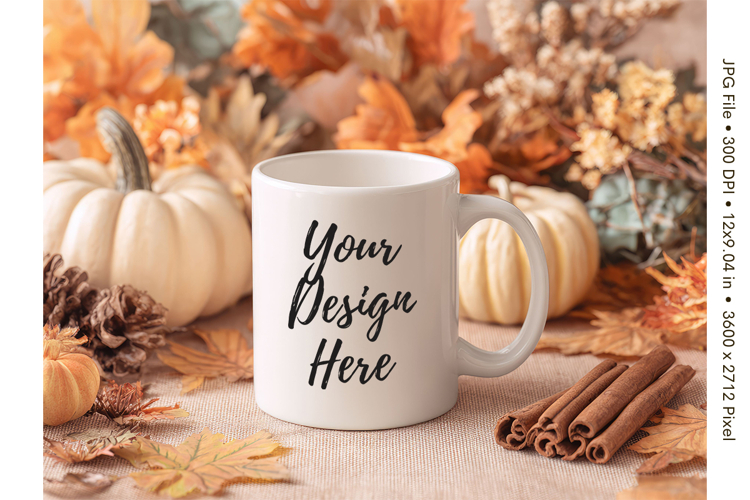 Fall Autumn Coffee Mug Mockups Template Blank Ceramic Cup_12