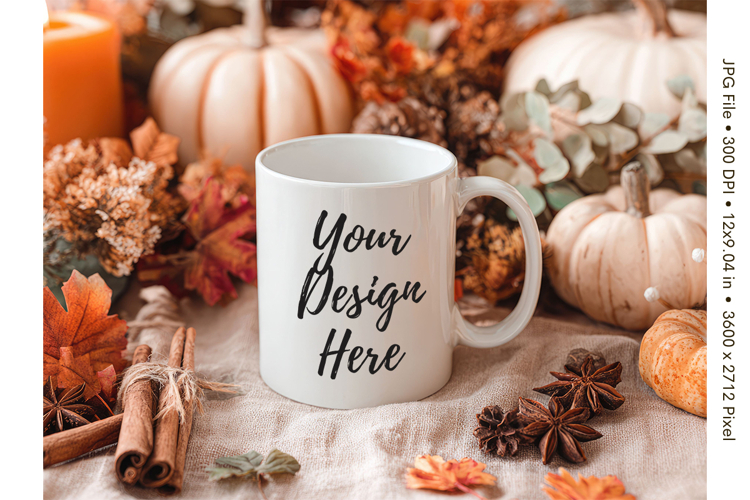 Fall Autumn Coffee Mug Mockups Template Blank Ceramic Cup_17