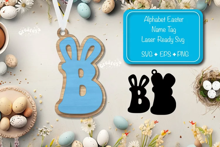 Alphabet Letter B Easter basket tags Easter tag Laser Cut