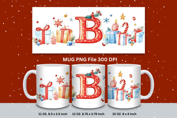 Christmas Mug Customizable Custom Winter Coffee Cup Letter B