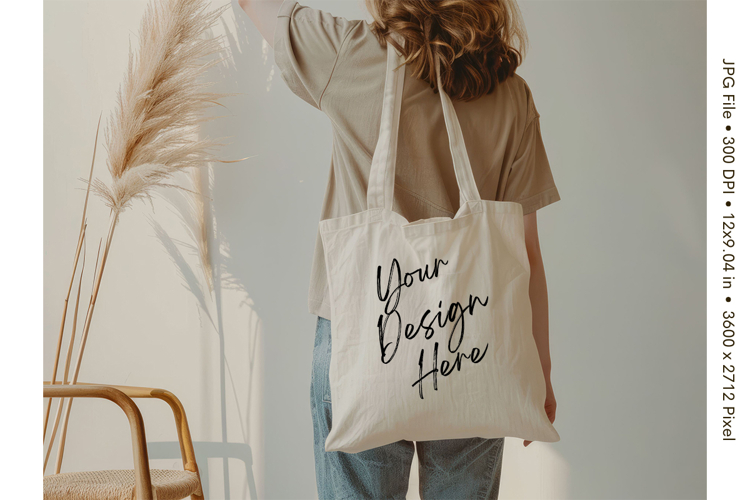 Canvas Tote Bag Mockup Shopping Bag White Natural Blank_44