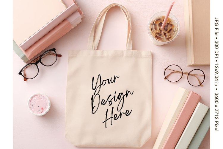Canvas Tote Bag Mockup Shopping Bag White Natural Blank_46