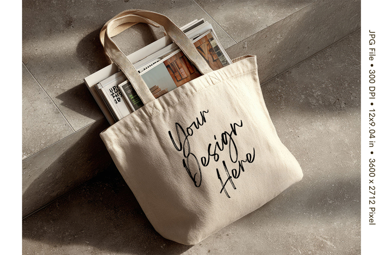 Canvas Tote Bag Mockup Shopping Bag White Natural Blank_52