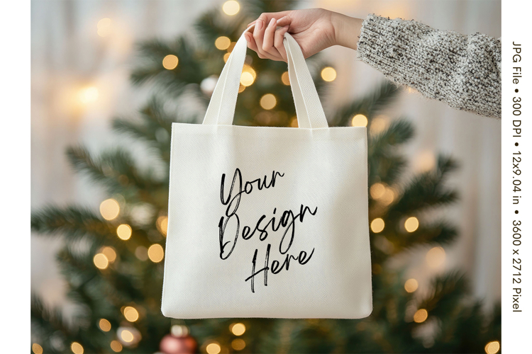 Canvas Tote Bag Mockup Shopping Bag White Natural Blank_61