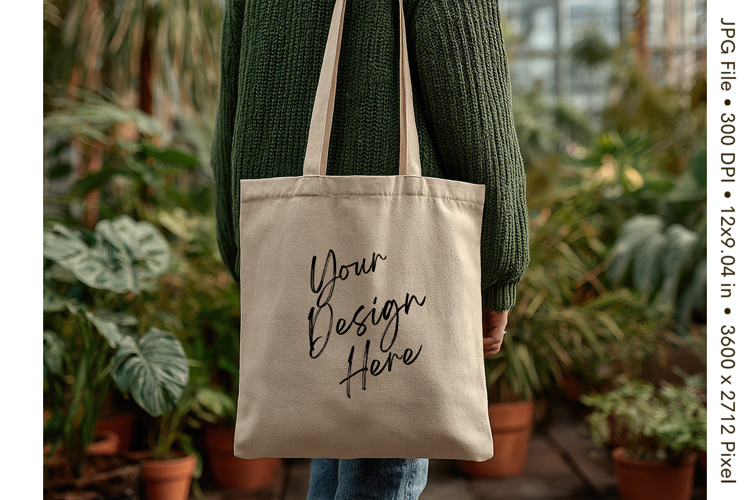 Canvas Tote Bag Mockup Shopping Bag White Natural Blank_174